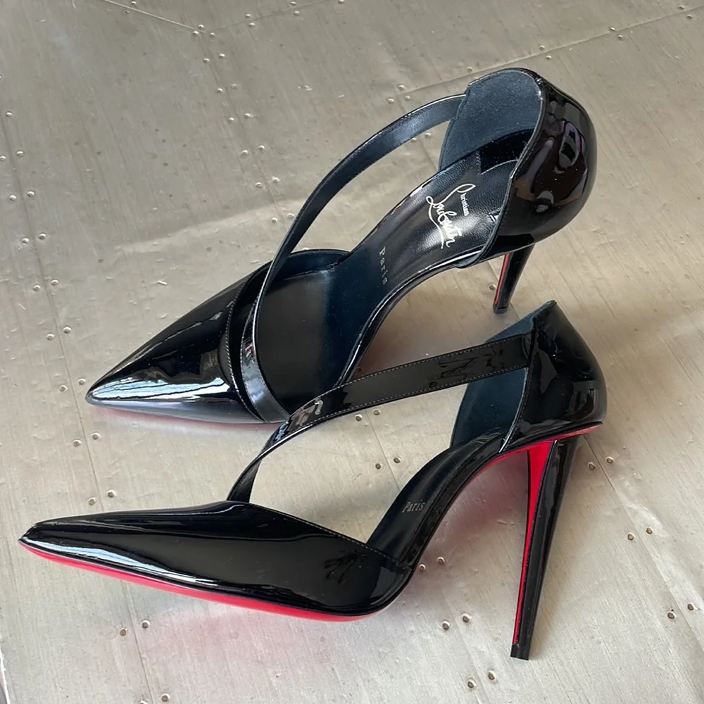 Christian louboutin ograde patent black stiletto sz 41